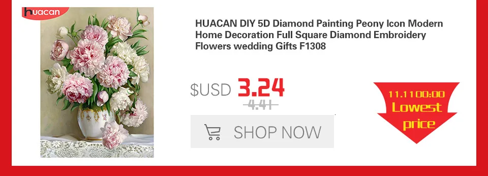 HUACAN Алмазная Цветочная Мозаика DIY Алмазная картина вышивка крестиком птичка для домашнего декора картина Стразы Полный квадратный подарок ручной работы