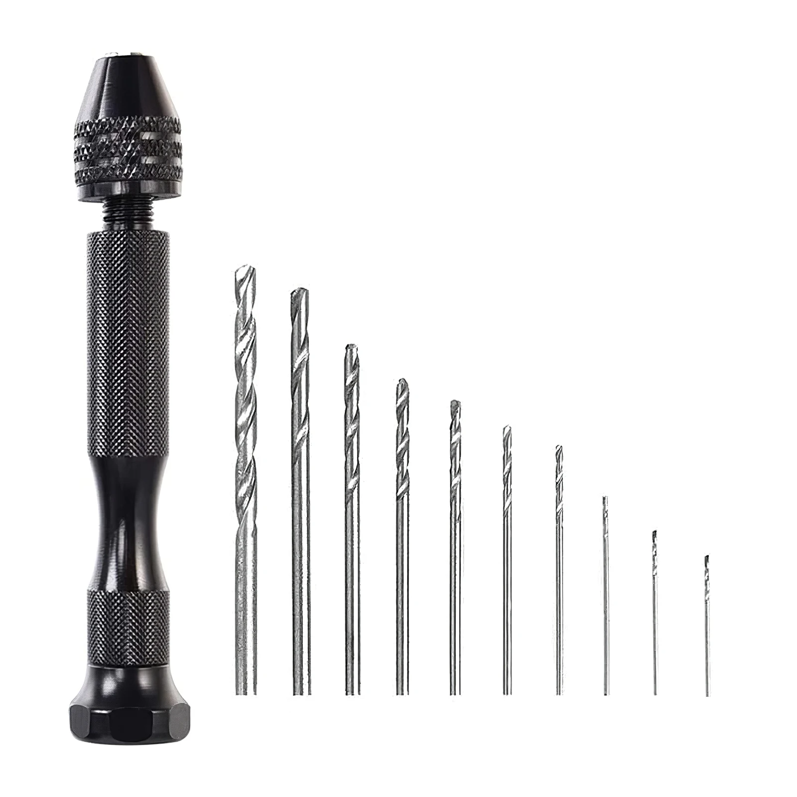 

11Pcs 0.6-2mm Hand Drill HSS Manual Drill Twist Drill With Adjustable Chuck Slip-Proof Handle Mute Spinning
