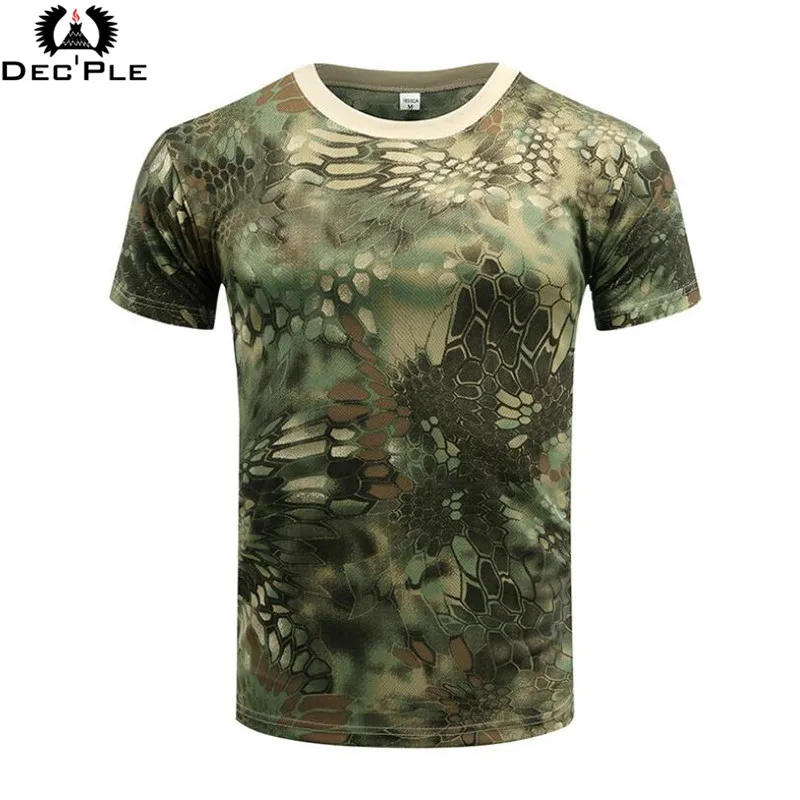 Для мужчин футболка военные камуфляж Повседневное тактический бой футболки с