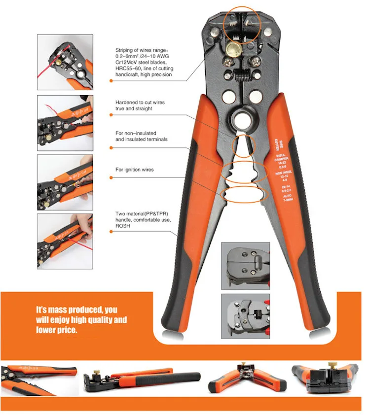 Автоматический инструмент для зачистки проводов кусачки Обжимные Щипцы