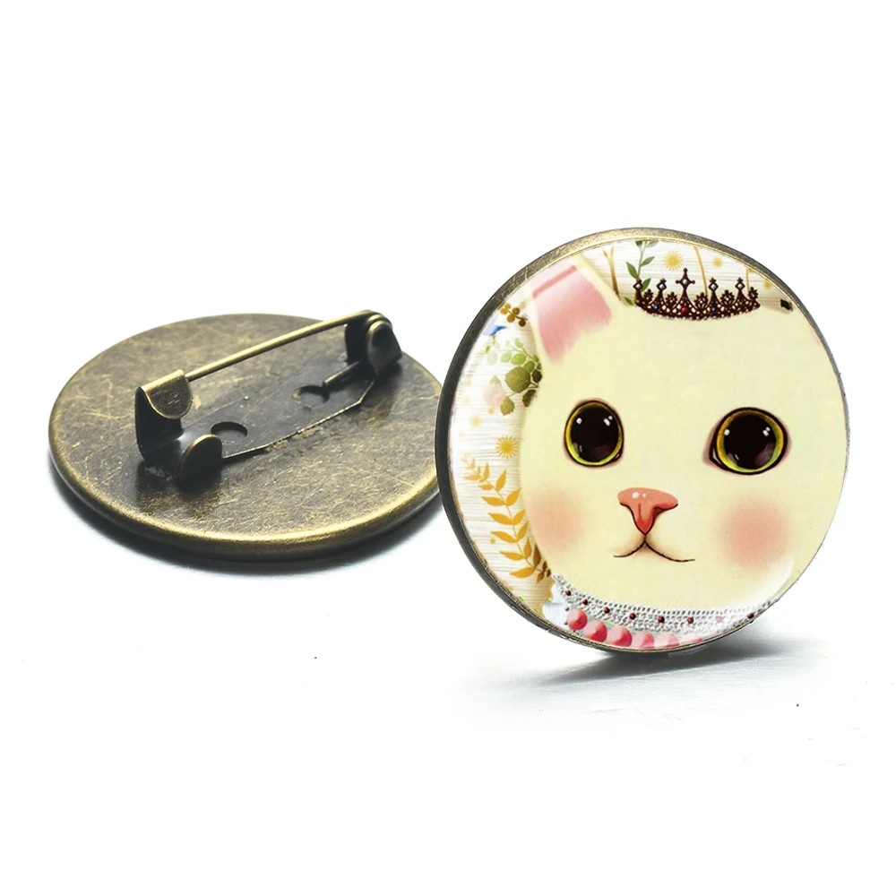Cute Princess Cat Cartoon Brooches Jetoy Choo 3D Print Glass Cabochon Metal Pins Kawaii Girls Backpack Clothes Badge | Украшения и