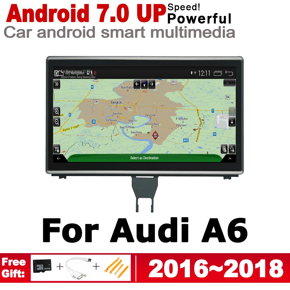Автомобильный мультимедийный плеер Android 7 0 GPS навигация для Audi A6 4G 2016 ~ 2018 MMI