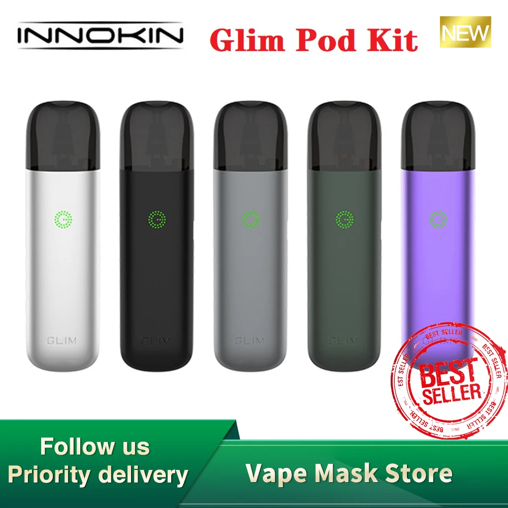Оригинальный Innokin Glim Pod Комплект 500 мА/ч Батарея 1.2ohm катушки и 1 8 мл герметичная