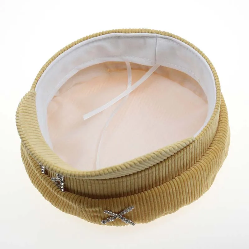 

PCFDDR Retro corduroy RB one piece sea drill military cap summer thin casual fashion newspaper hat