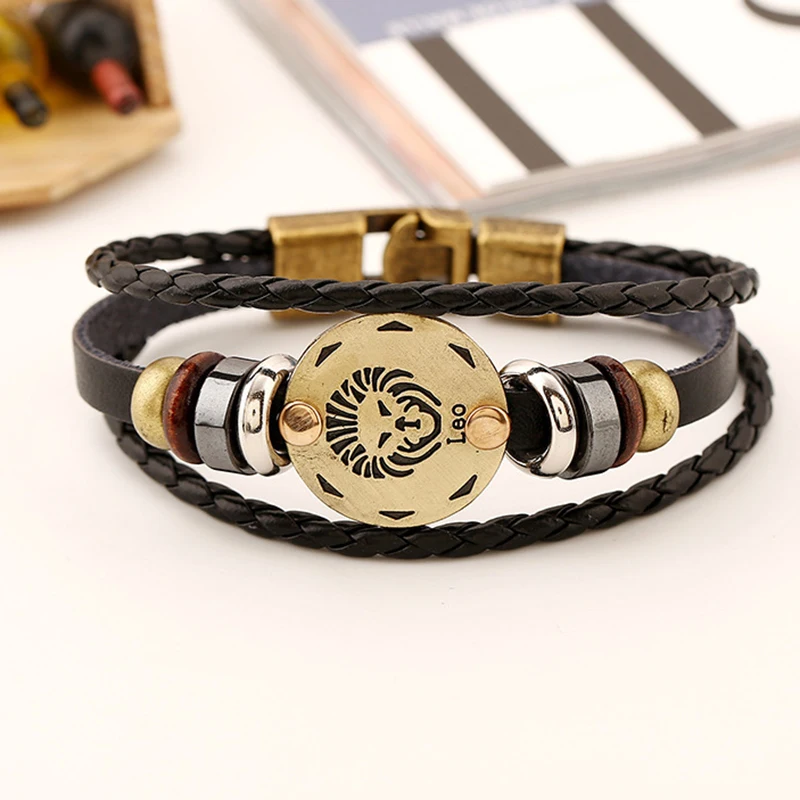 Прямая поставка ювелирные изделия 12 созвездий модный браслет Leo длина 19 см до 25