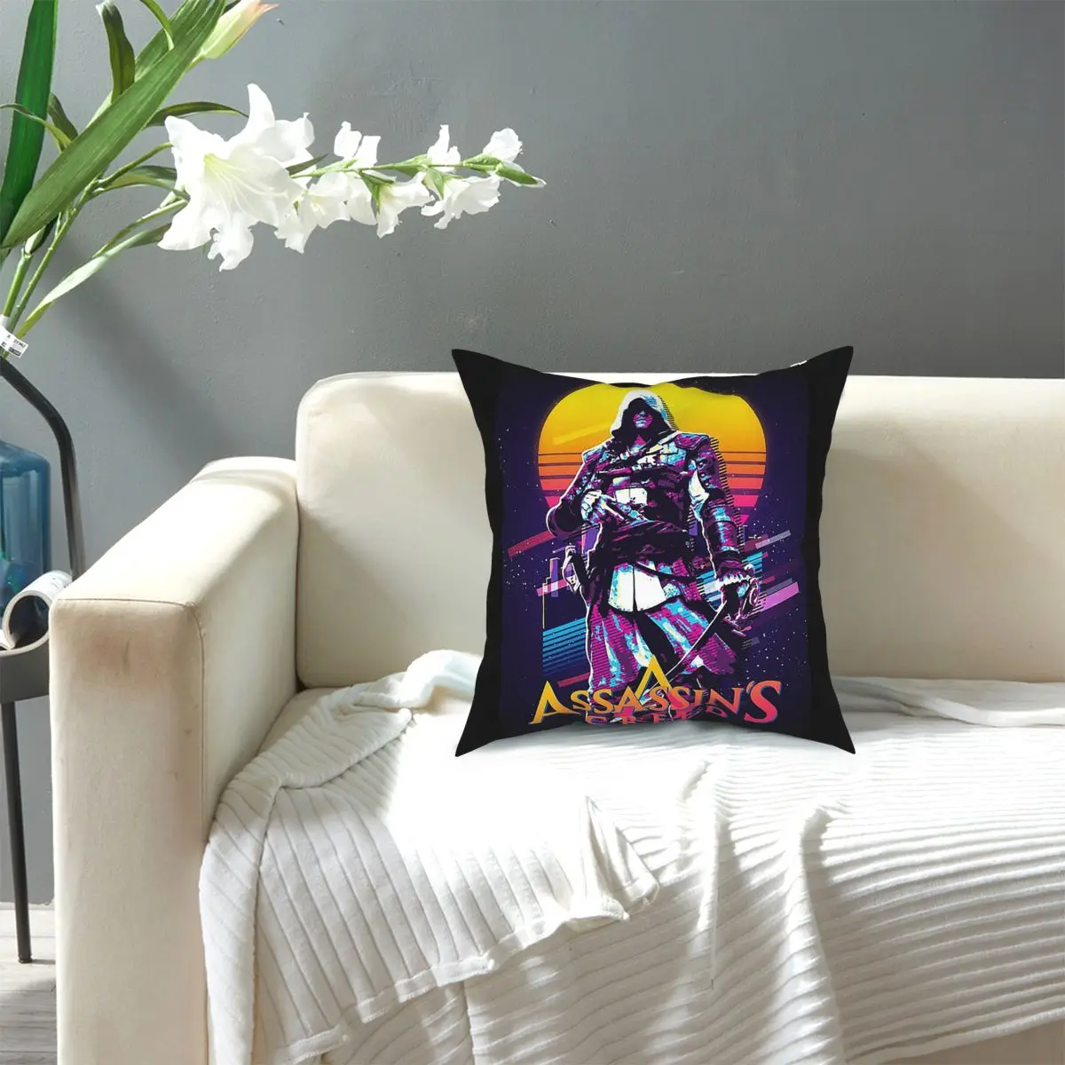 

Assassins Creed Valhalla Retro For Viking,Vikings Square Pillow Case Polyester Decorative Pillow Customized Cushion Covers