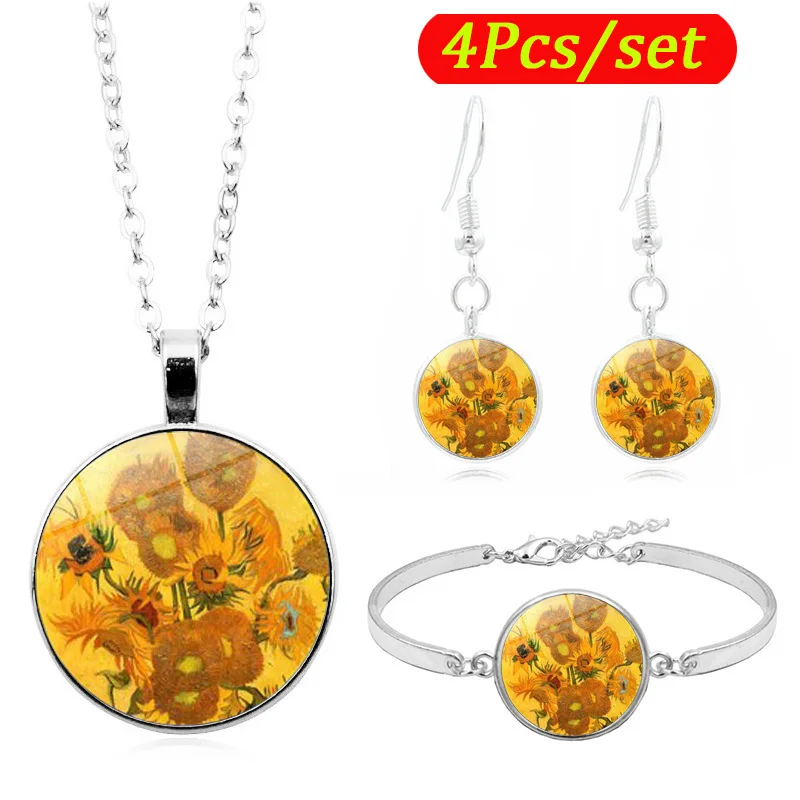 Винсент Ван Гог подсолнухи искусство фото стекло кабошон Модный комплект
