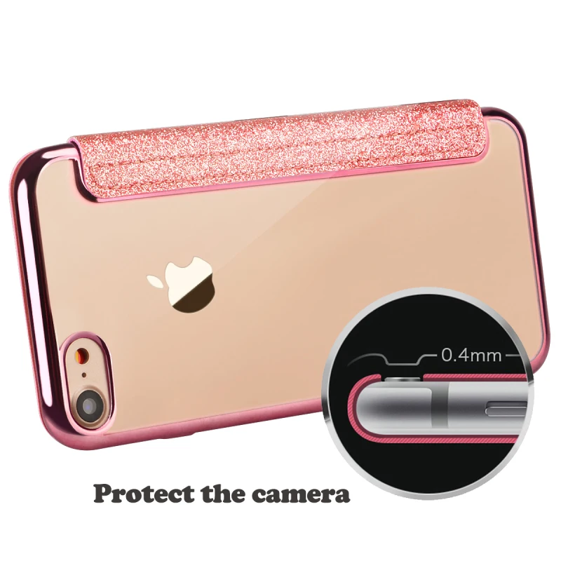 Роскошный блестящий чехол-книжка для iPhone 6 7 plus противоударный защитный чехол с