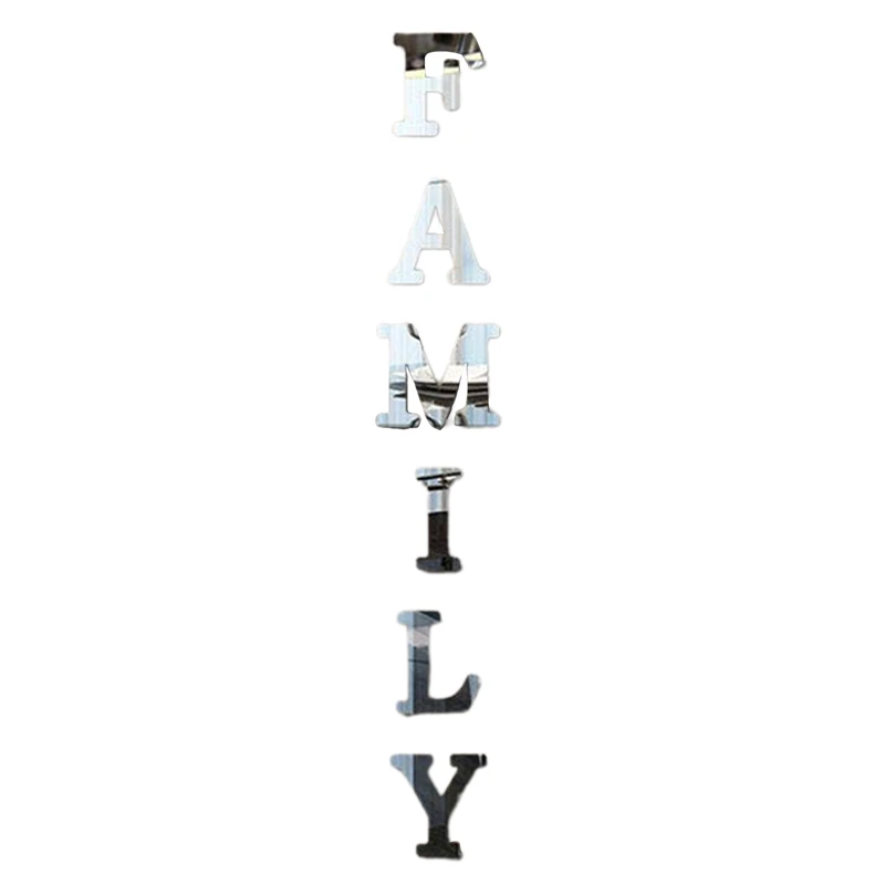 

Family Sign Letters Stickers Acrylic FAMILY Alphabet 3D Decorative Mirror Wall Stickers for Home Living Room Bedroom Decoration