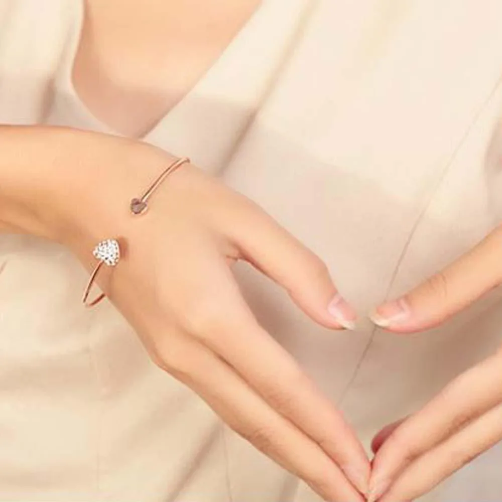 Горячая Мода регулируемое Хрустальное Двойное сердце бант билезик размер