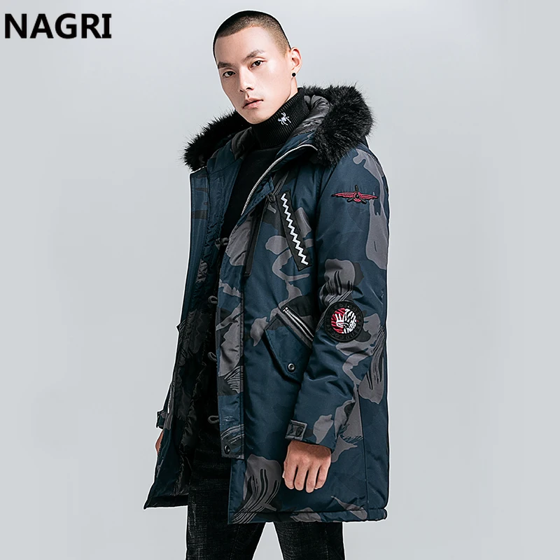 Мужская зимняя длинная куртка с меховым воротником и капюшоном|Мужские парки| |