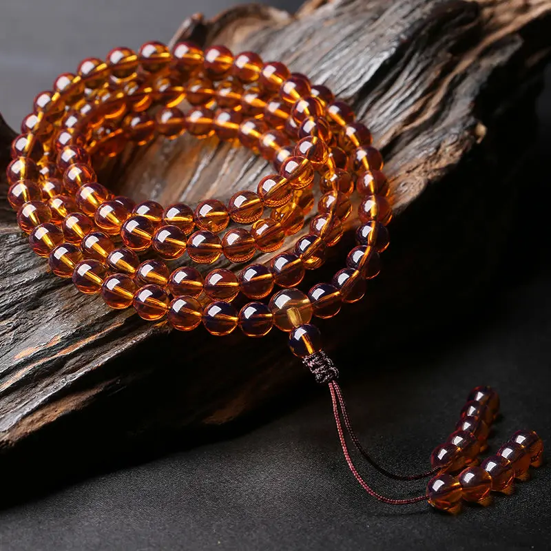 Myanmar Amber Beeswax Bracelet 108 Multi-circle Sweater Chain Men and Women Beads Single Circle Gift Bracelets for | Украшения и