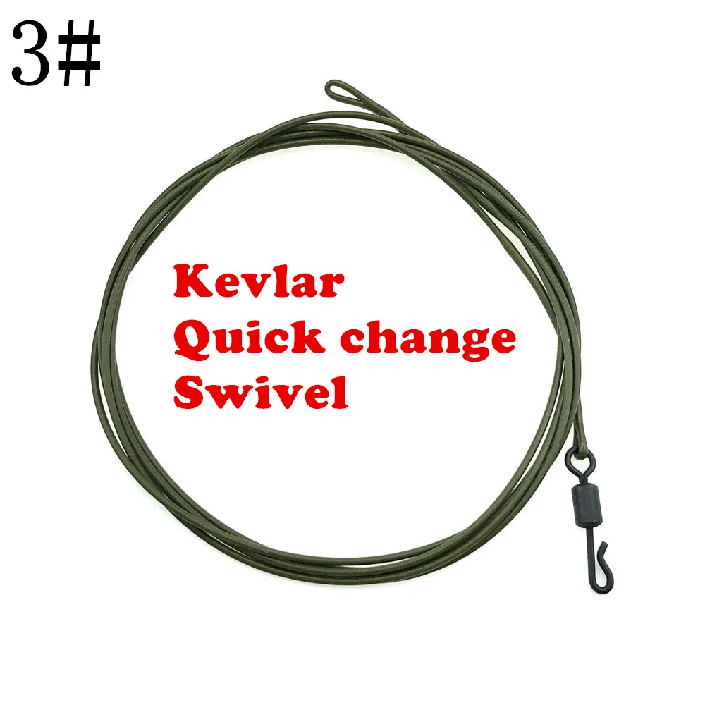 Kevlar KWIK 1 м плетеная/фторуглеродная/нейлоновая леска для ловли карпа, свинцовая леска для ловли карпа с спиннером, быстросменная вертлюга, свинцовое ядро, крючок для ловли карпа - Цвет: Kevlar KWIK