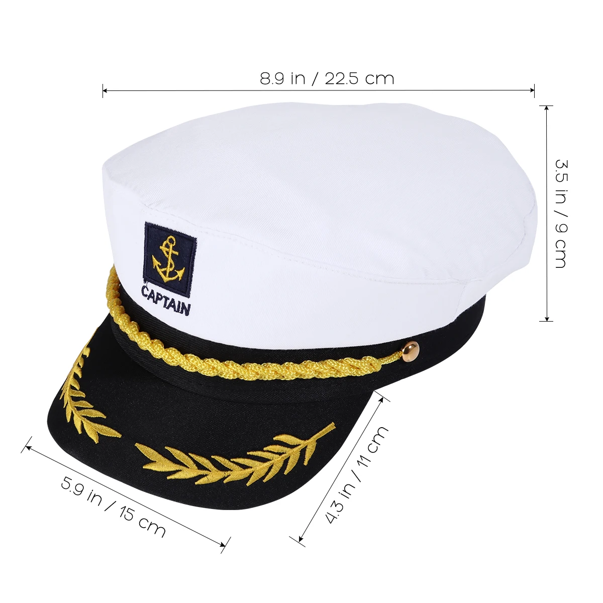 Adult Captain Hat Military Hats Boat Skipper Ship Sailor Costume Hat Adjustable Cap Navy Marine Admiral for Men Women