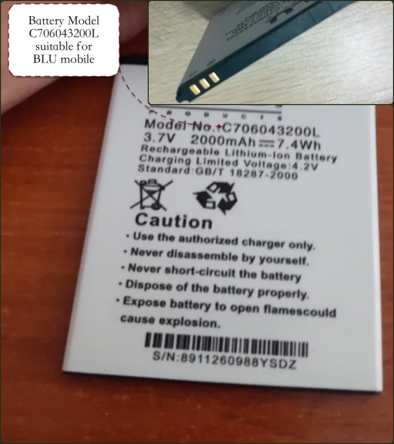 Battery suitable for BLU mobile with battery model C706043200L | Мобильные телефоны и аксессуары