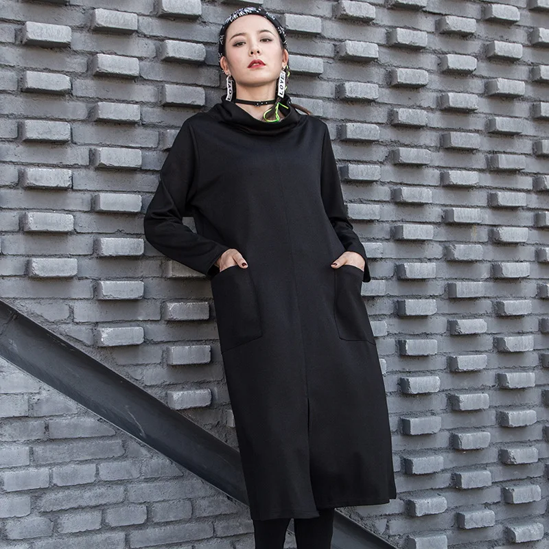 Женское платье средней длины LANMREM однотонное свободное Повседневное большого