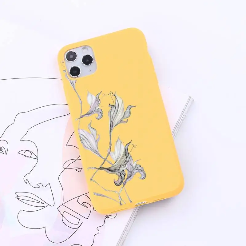 

Watercolor flowers gold leaves Phone Case Candy Color for iPhone 6 7 8 11 12 s mini pro X XS XR MAX Plus