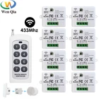 Светодиодный выключатель с дистанционным управлением, 433 МГц, 220 В, 1 канал, релейный модуль, беспроводной умный выключатель света с брелоком, домашний электрический выключатель лампы ВКЛ.ВЫКЛ., 10 А