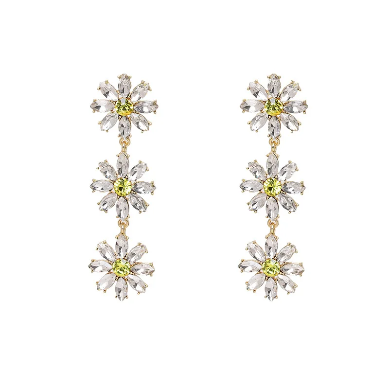 

Fashion Wild Shiny Daisy Flowers Earrings Female Long Section Tassel Earrings Temperament New Earrings Ear Jewelry Accessories