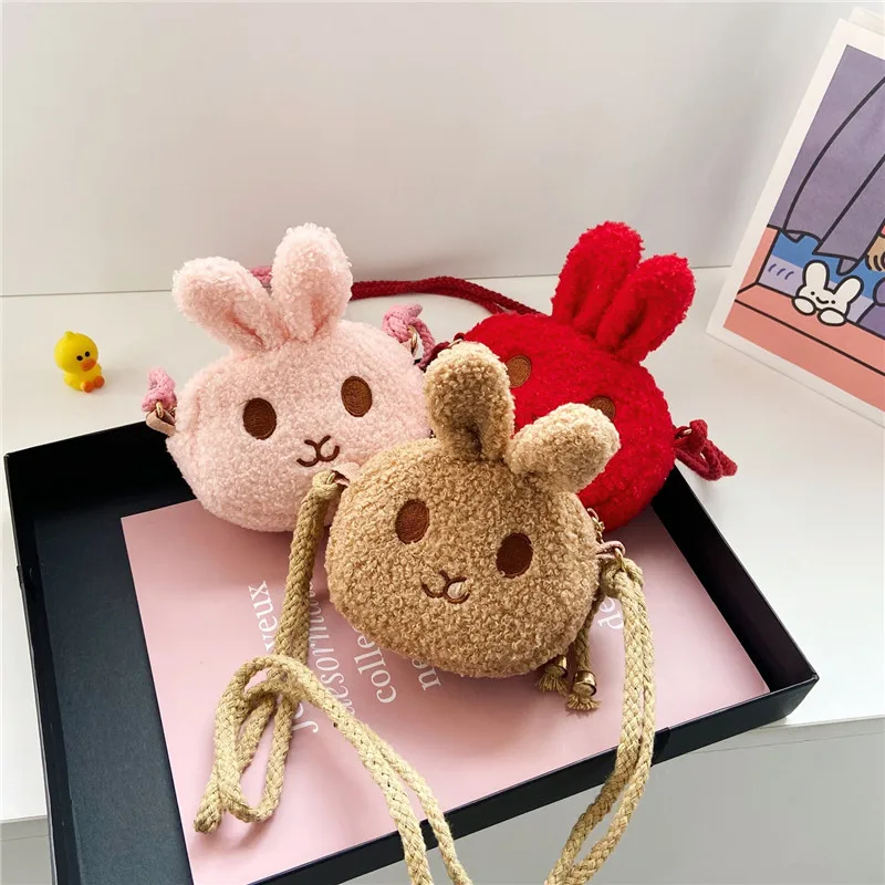 

Winter Plush Cartoon Children Crossbody Bag Cute Little Rabbit Baby Girls Coin Purse Handbags Fashion Kids Small Shoulder Bags