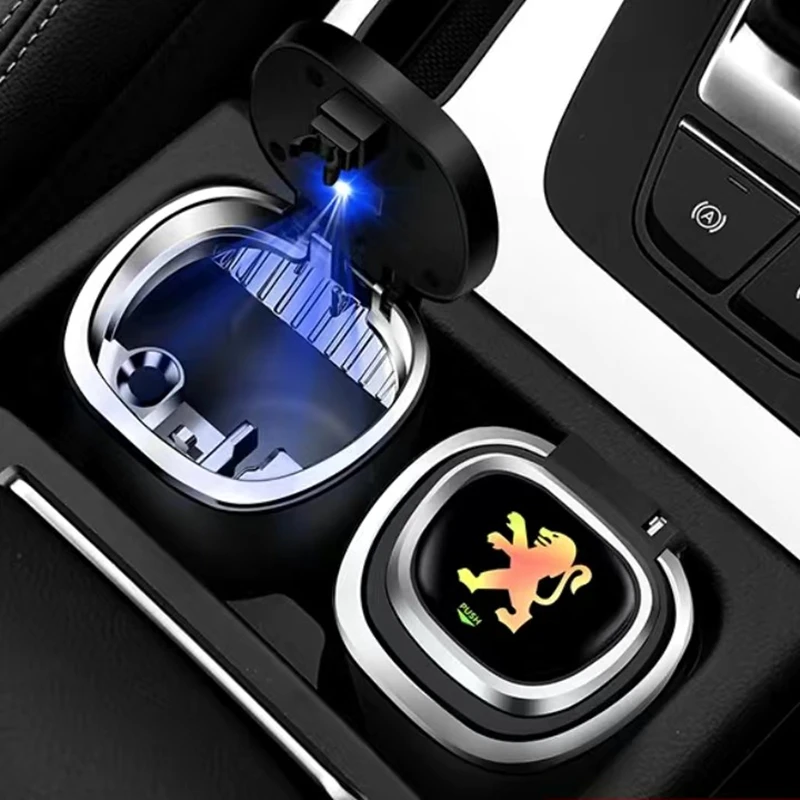 

For PEUGEOT 106 206 306 406 Led Light Car Ashtray Universal Cigar Ashtray With Cover Cigarette Cylinder Holder Car Accessories