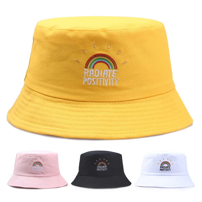 Шляпа женская летняя Складная с радужной вышивкой 2021 | Аксессуары для одежды