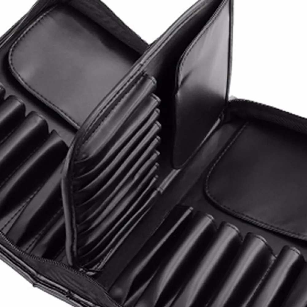 

Storage tool 3 layers 29-hole makeup brush zipper bag large capacity makeup brush bag book page type PU leather empty brush bag