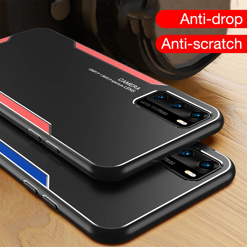 

Luxury Shockproof Bumper Case For Huawei P20 P30 P40 P50 Pro Lite Mate 9 10 20 20X 30 40 Pro Hard Metal Mobile Phone Cover Shell