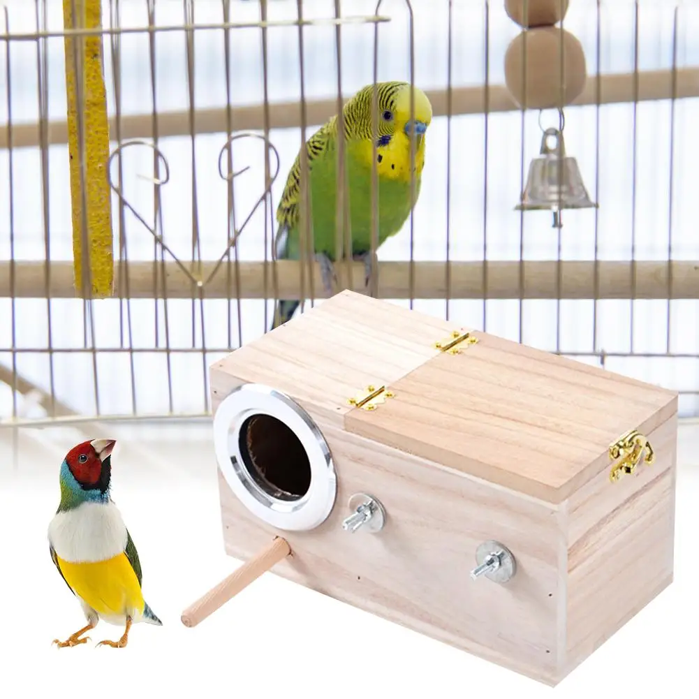 Pet Bird натуральная деревянная коробка для разведения дома Птичье гнездо левое