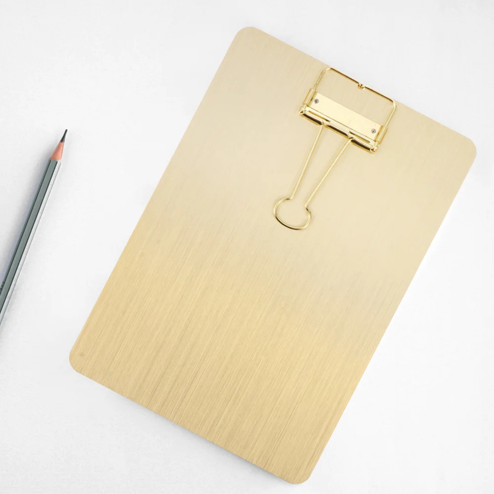 

1pc Stainless Steel Clipboard File Clip Hardboard Paper Holder Office Supplies