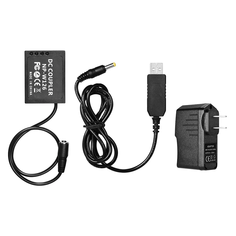 HOT 5V USB к NP W126 манекен Батарея пакет соединитель постоянного тока с Мощность