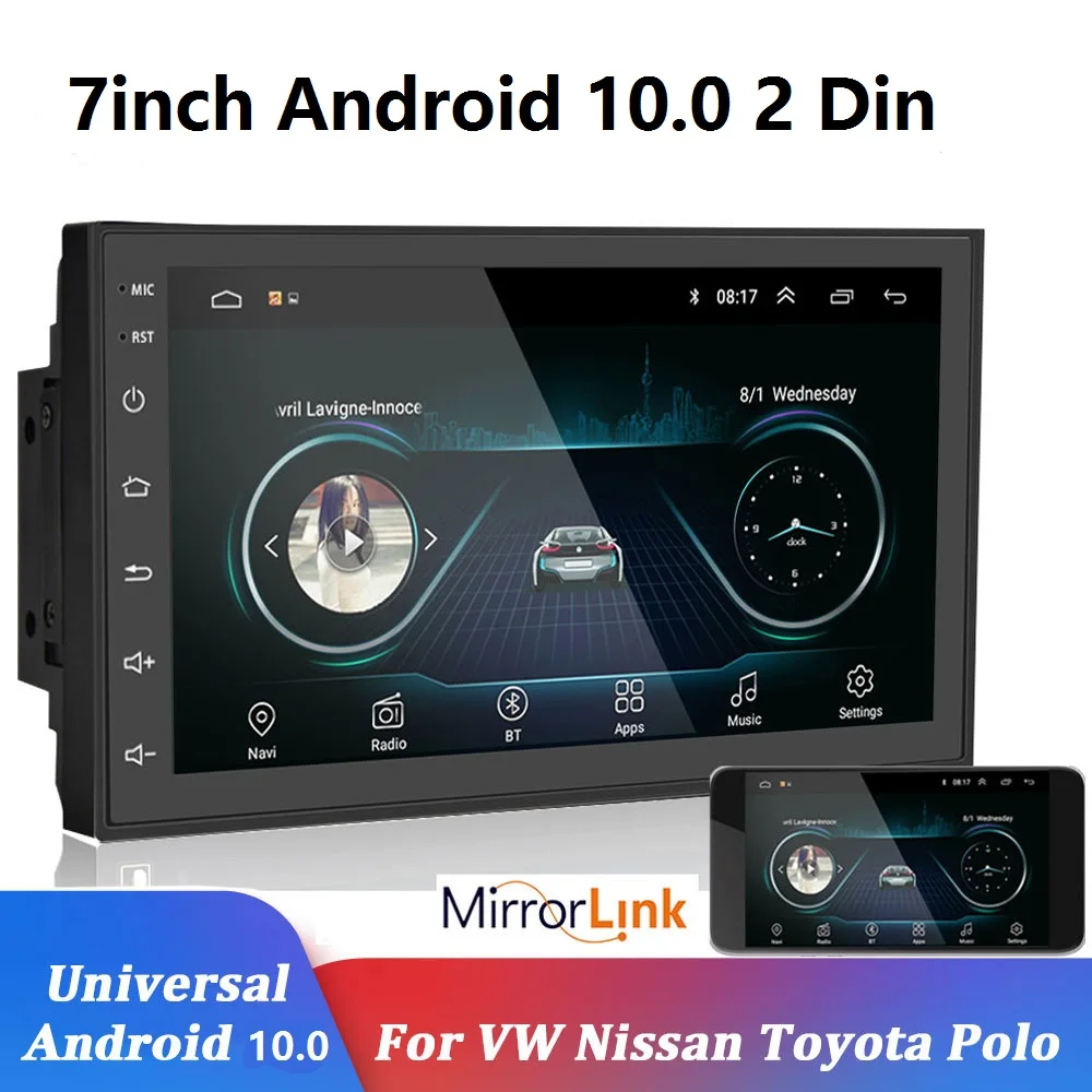 Автомагнитола 2 Din 7 дюймов Android 10 0 мультимедийный видеоплеер GPS-навигация