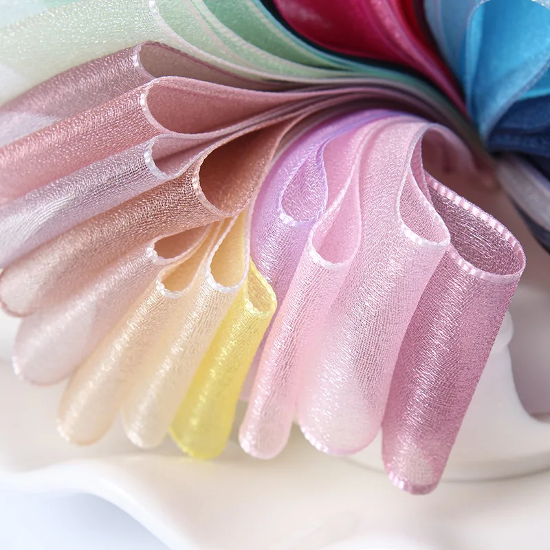 

50Yards High quality Silk Organza Ribbon for gift wrapping decoration Christmas silk ribbons lace fabric