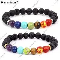 voikukka jewelry 7 chakra stone bracelet lapis lazuli tiger eye adjustable braided yoga wheel bracelet beaded accessories
