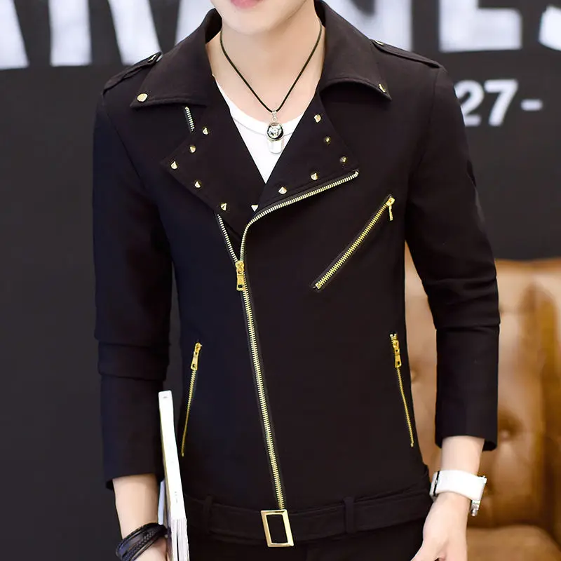 Модная мужская мотоциклетная куртка Idopy в Корейском стиле приталенный силуэт на