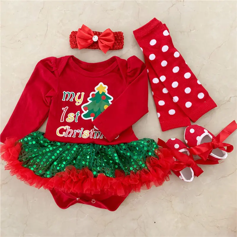 Мои первые рождественские комбинезоны для малышей 4 предмета хлопковые