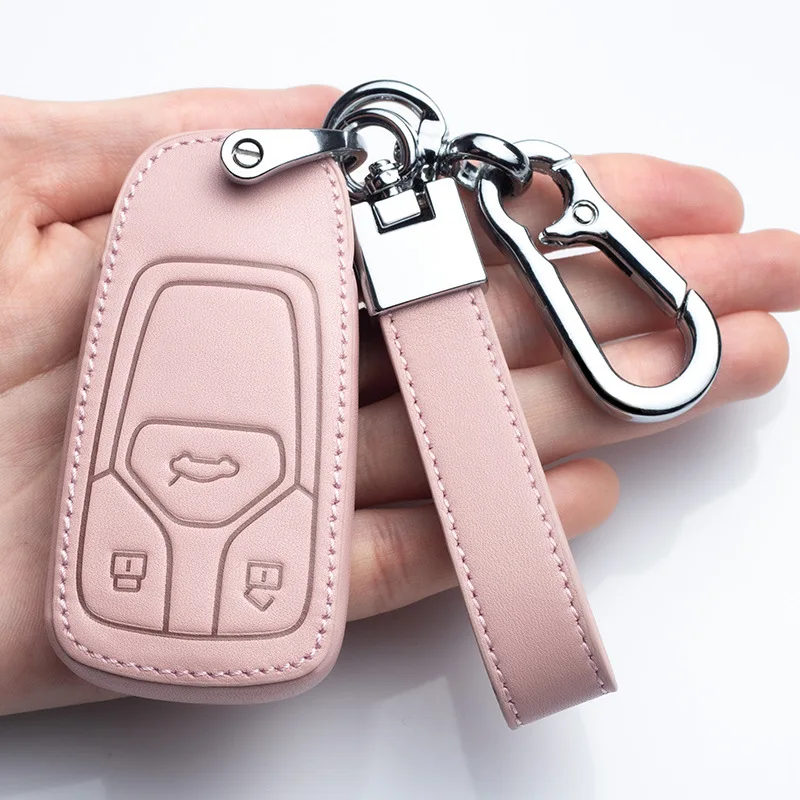

Leather Car Key Case Cover For Audi A1 A4 A5 A6 A7 A8 B6 B7 B8 B9 TT TTS 8S SQ5 A4L A6L Q3 Q5 Q7 S5 S6 S7 Protection Accessories