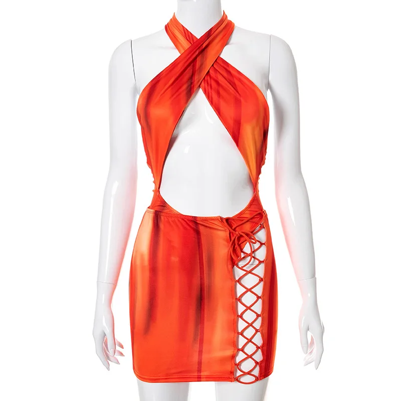 

Sexy 2 Piece Sets Womens Beach Vacation Outfits Clubwear Bodycon Dress Sets Halter Top Bodysuit Mini Skirts Dropshipping