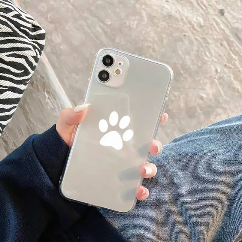 

Animal Cat Dog Paw print aesthetics Phone Case Transparent Clear for iPhone 11 12 mini pro XS MAX 7 8 6 6S Plus X 5S SE 2020 XR