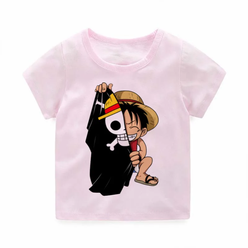 Одна футболка с Луффи для маленьких мальчиков и девочек футболки Зоро нами