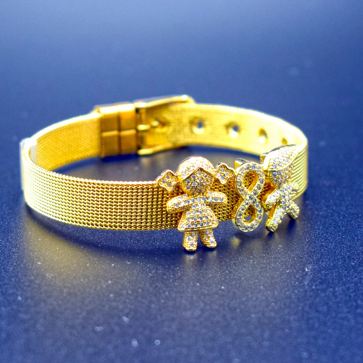 

CZ Boy 8 Endless Girl Charm Bracelet Stainless Steel Mesh Bangle Couple Bracelets for Women Lover Family Wedding Jewelry