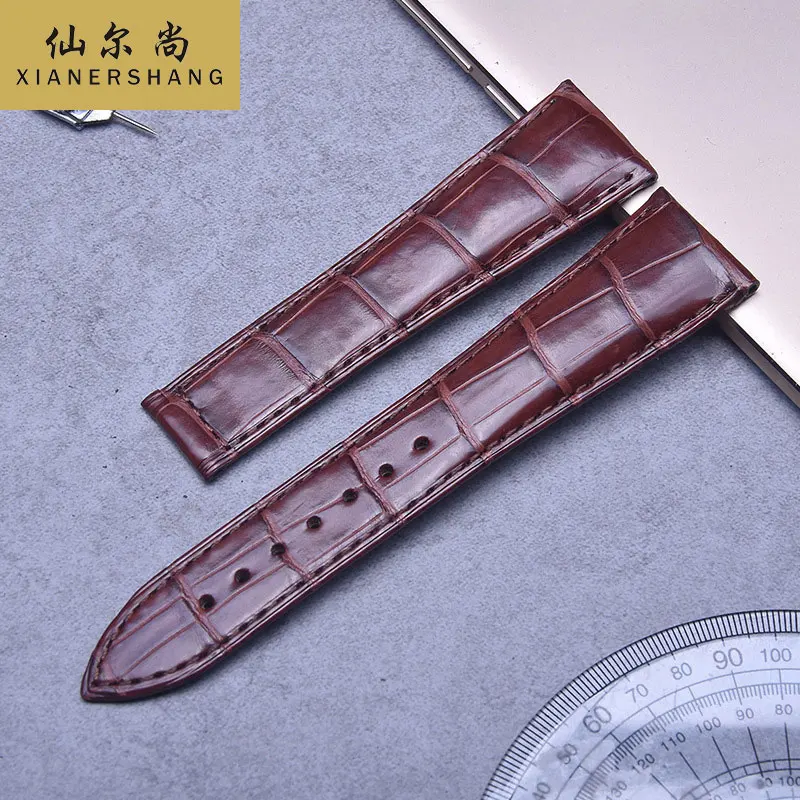 

Luxury Alligator Watchbands 18MM 19MM 20MM 22MM Custom DE-VILLE Strap Genuine Leather Belt Handmade Crocodile Skin Watch Band 21