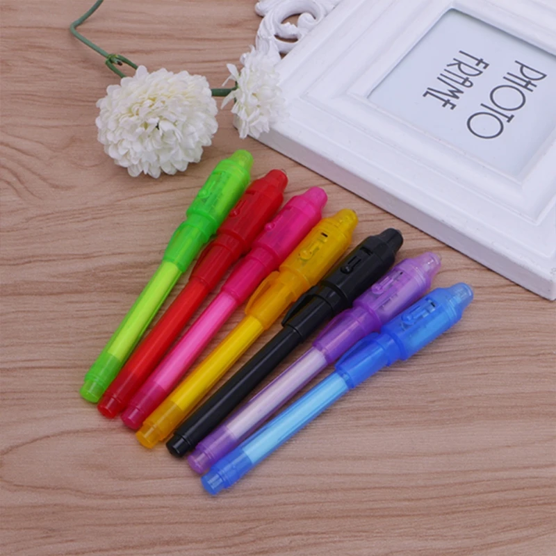 

W3JD 6Pcs/Set Invisible Ink Pen Built in UV Light For Pen Safety To Use