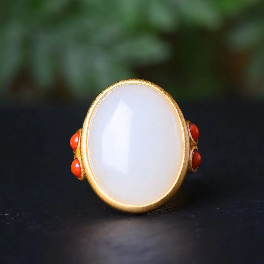 

Натуральная 925 инкрустированная Нефритовая барабанная поверхность инкрустированное кольцо