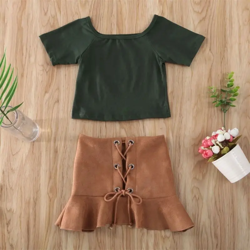 NEW 2020 Newborn Toddler Kid Baby Girl Tops T-Shirt Dress Skirt Outfit 2PCS Clothes Set | Детская одежда и обувь