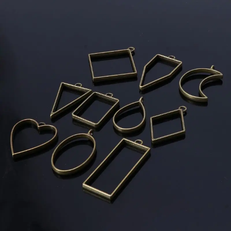 

50Pcs Assorted Geometric Hollow Frame Trays Open Bezel Pendant Resin Molds DIY Pressed Flower Frame Jewelry Findings
