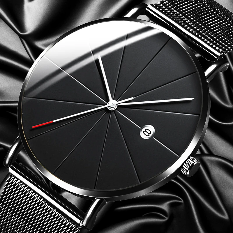 

2020 Minimalist Men's Fashion Watches Men Business Date Calendar Clock Male Ultra Thin Stainless Steel Mesh Belt Quartz Watch