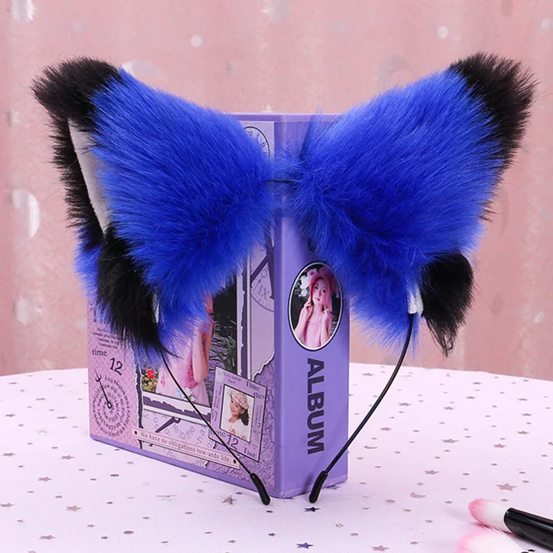 Красивая плюшевая повязка на голову с кошачьими ушками для маскарада и Хэллоуина