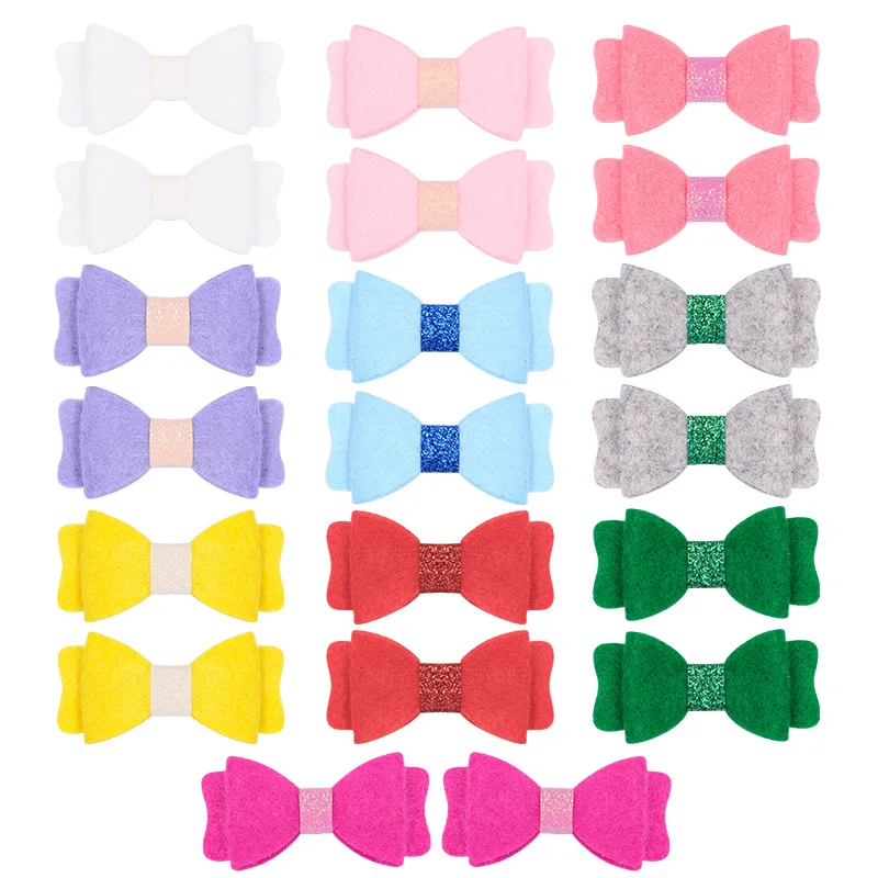 10 пар модные милые блестящие заколки для волос с бантом яркие цвета фетровые из