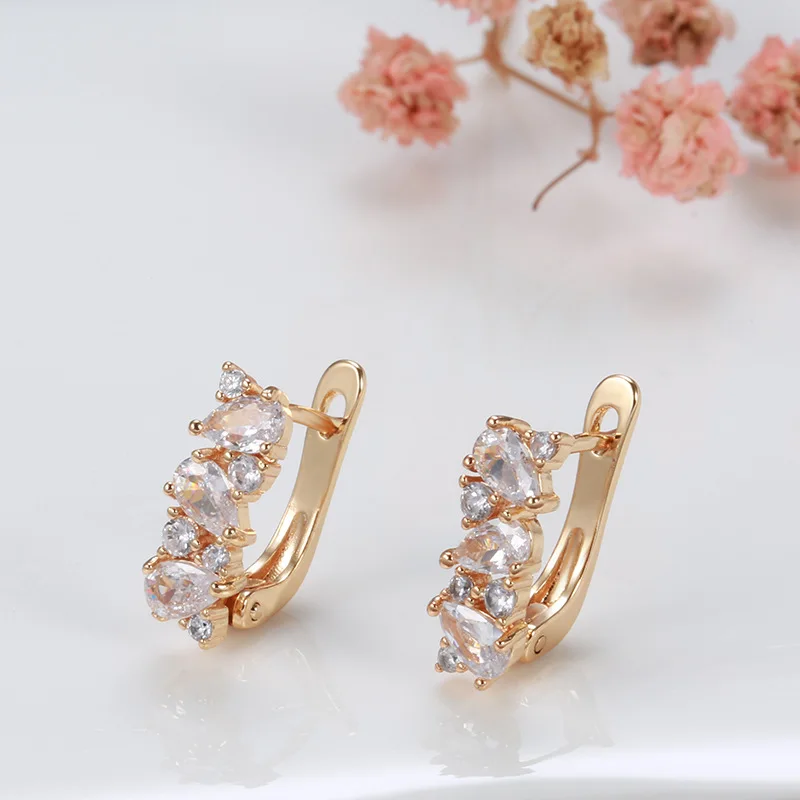 

Женские серьги-гвоздики из розового золота с инкрустацией из микровоска, геометрические серьги из натурального циркона, свадебные ювелирн...